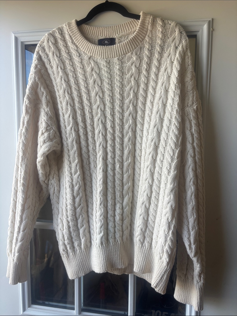 Classic Cream Cable-Knit Crewneck Sweater